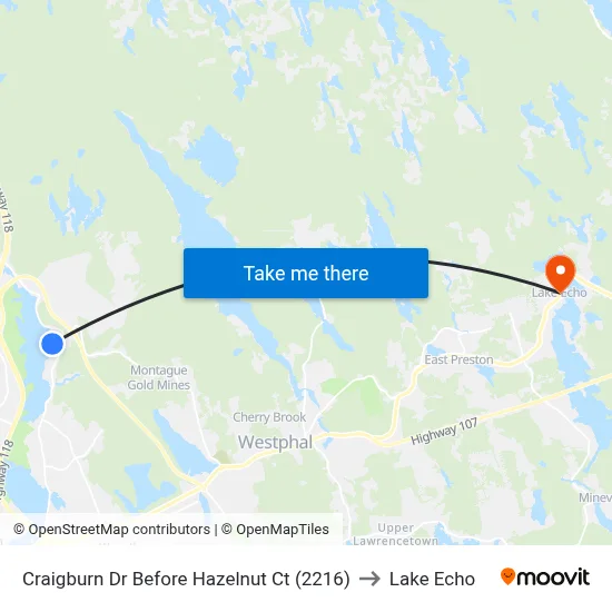 Craigburn Dr Before Hazelnut Ct (2216) to Lake Echo map