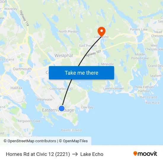 Hornes Rd at Civic 12 (2221) to Lake Echo map