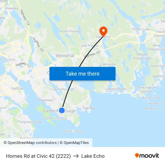 Hornes Rd at Civic 42 (2222) to Lake Echo map