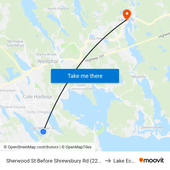 Sherwood St Before Shrewsbury Rd (2247) to Lake Echo map