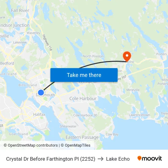 Crystal Dr Before Farthington Pl (2252) to Lake Echo map