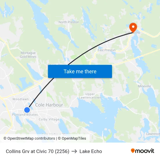 Collins Grv at Civic 70 (2256) to Lake Echo map