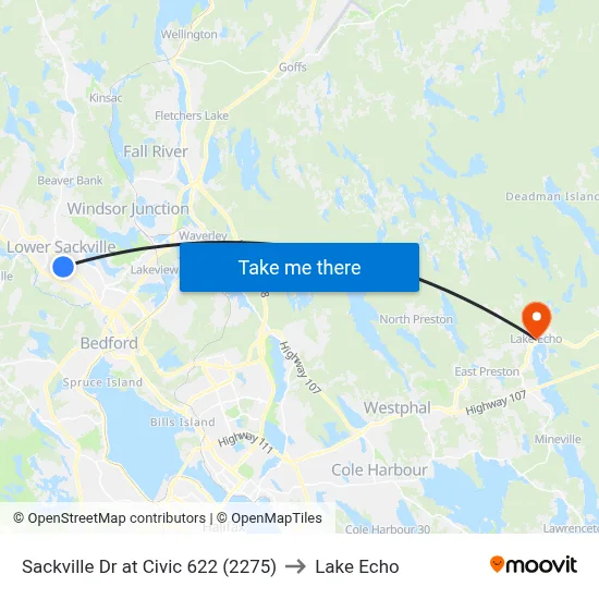 Sackville Dr at Civic 622 (2275) to Lake Echo map