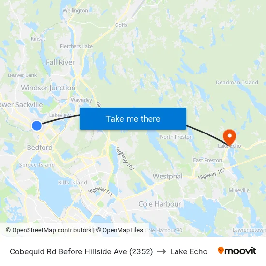 Cobequid Rd Before Hillside Ave (2352) to Lake Echo map
