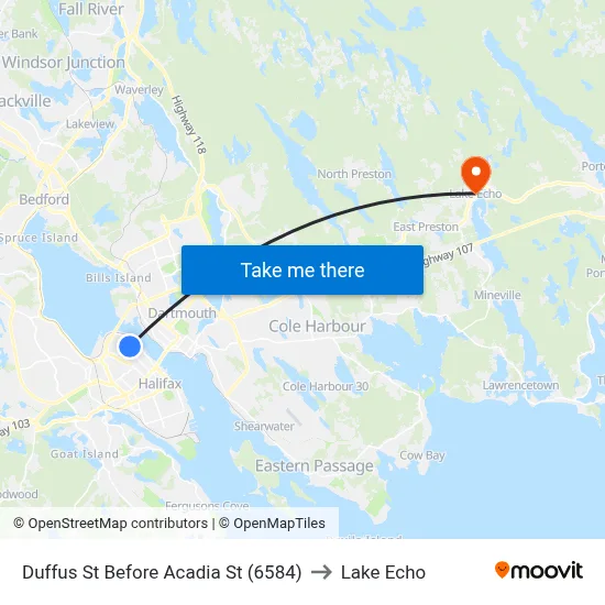 Duffus St Before Acadia St (6584) to Lake Echo map