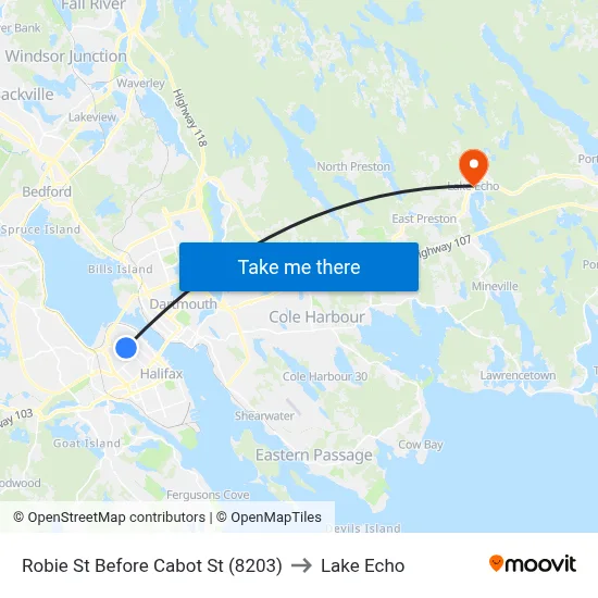 Robie St Before Cabot St (8203) to Lake Echo map