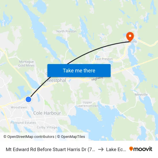 Mt Edward Rd Before Stuart Harris Dr (7265) to Lake Echo map