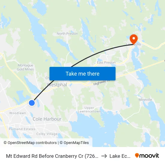 Mt Edward Rd Before Cranberry Cr (7264) to Lake Echo map