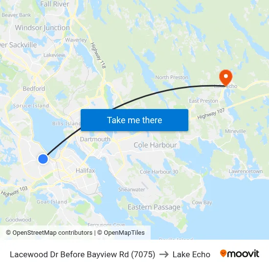 Lacewood Dr Before Bayview Rd (7075) to Lake Echo map