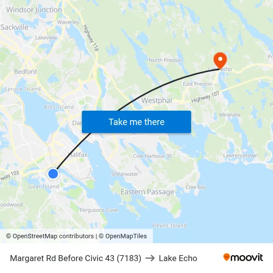 Margaret Rd Before Civic 43 (7183) to Lake Echo map