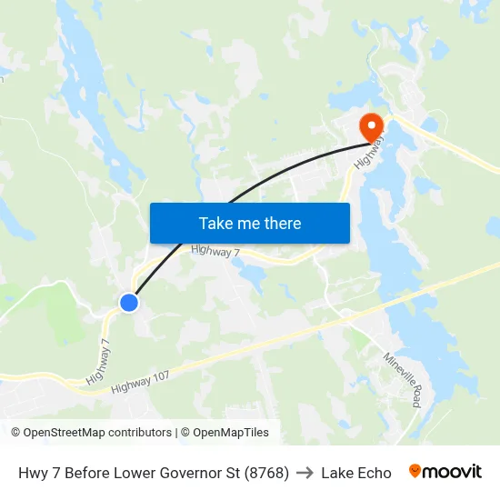 Hwy 7 Before Lower Governor St (8768) to Lake Echo map