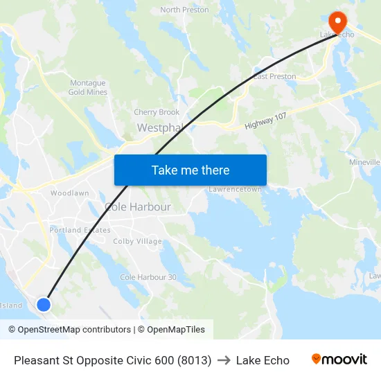 Pleasant St Opposite Civic 600 (8013) to Lake Echo map
