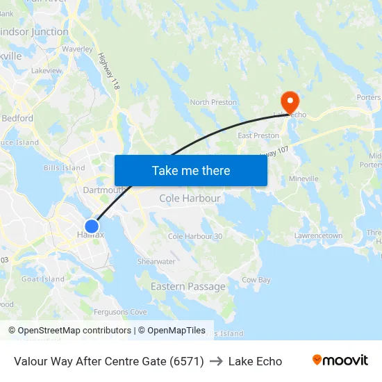 Valour Way After Centre Gate (6571) to Lake Echo map