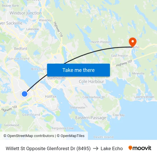 Willett St Opposite Glenforest Dr (8495) to Lake Echo map