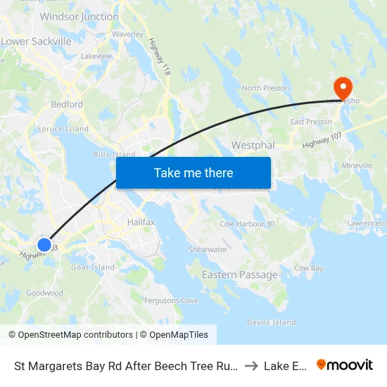 St Margarets Bay Rd After Beech Tree Run (6144) to Lake Echo map