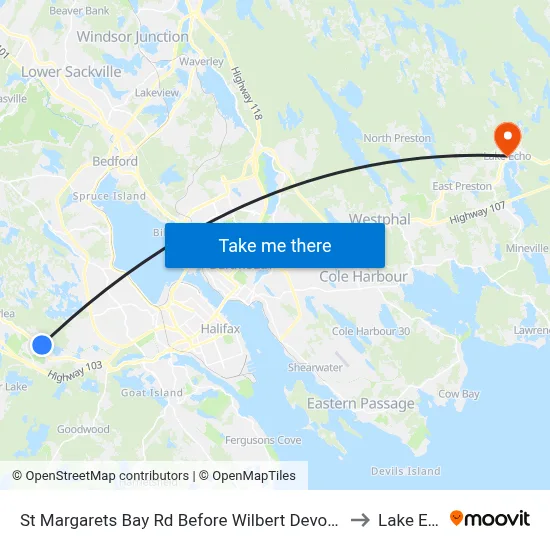 St Margarets Bay Rd Before Wilbert Devoe Cr (6148) to Lake Echo map