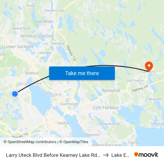 Larry Uteck Blvd Before Kearney Lake Rd (6365) to Lake Echo map