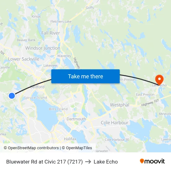 Bluewater Rd at Civic 217 (7217) to Lake Echo map