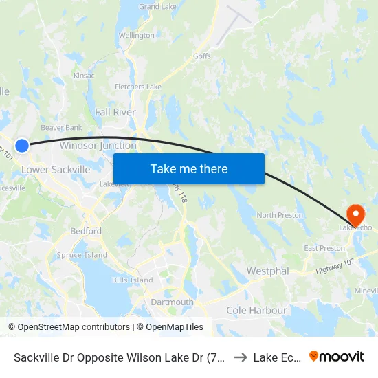 Sackville Dr Opposite Wilson Lake Dr (7324) to Lake Echo map
