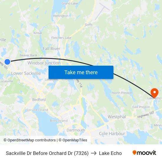 Sackville Dr Before Orchard Dr (7326) to Lake Echo map