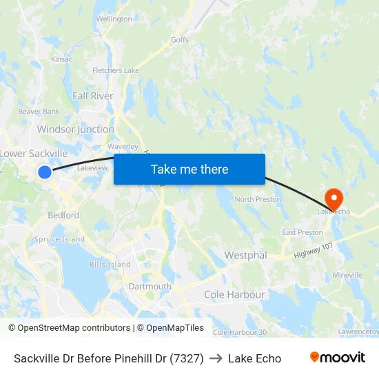 Sackville Dr Before Pinehill Dr (7327) to Lake Echo map