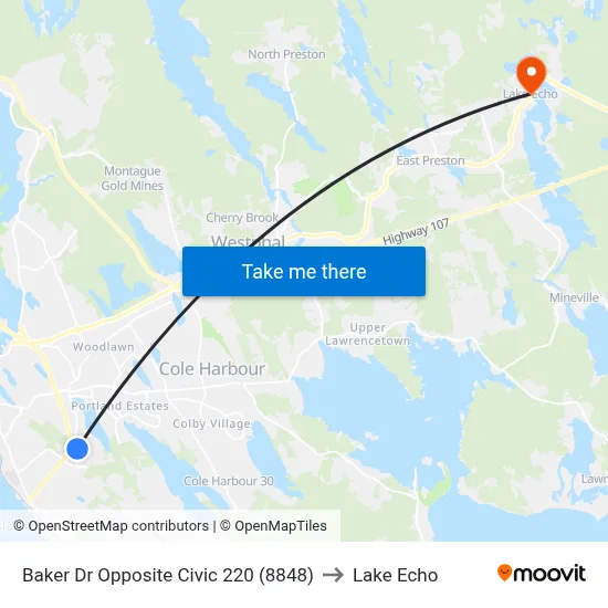 Baker Dr Opposite Civic 220 (8848) to Lake Echo map