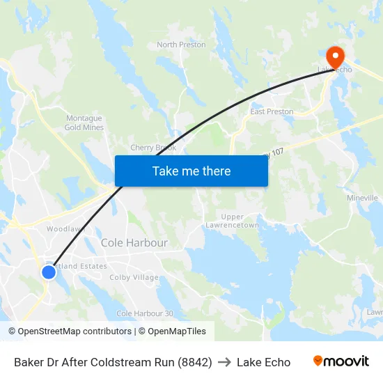 Baker Dr After Coldstream Run (8842) to Lake Echo map