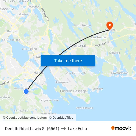 Dentith Rd at Lewis St (6561) to Lake Echo map