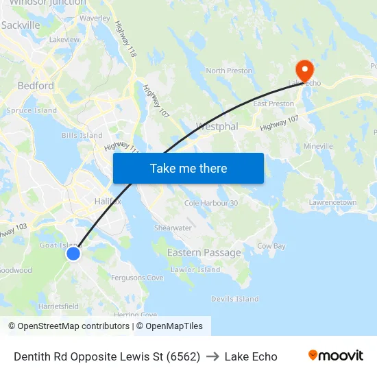 Dentith Rd Opposite Lewis St (6562) to Lake Echo map