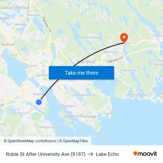 Robie St After University Ave (8187) to Lake Echo map
