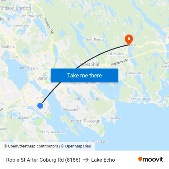 Robie St After Coburg Rd (8186) to Lake Echo map