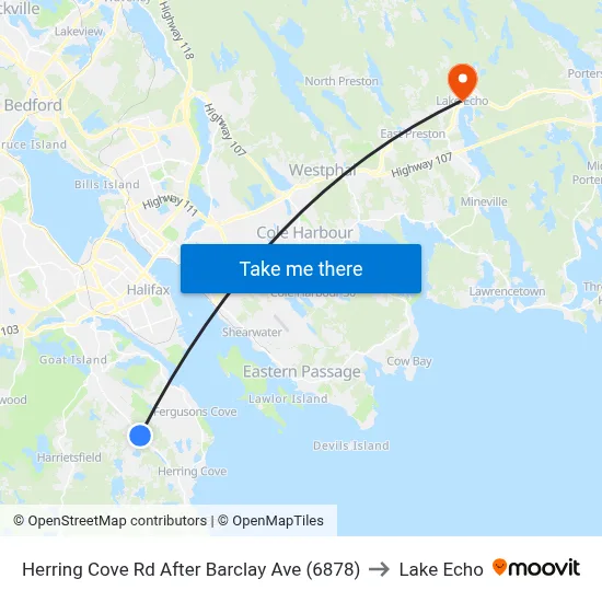 Herring Cove Rd After Barclay Ave (6878) to Lake Echo map