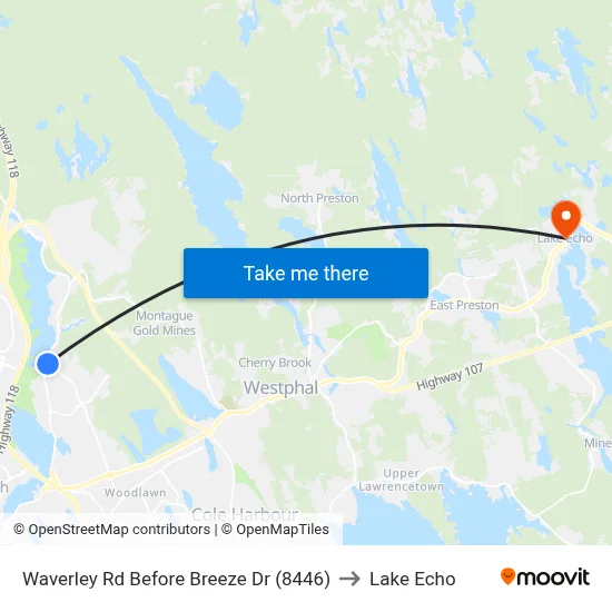 Waverley Rd Before Breeze Dr (8446) to Lake Echo map