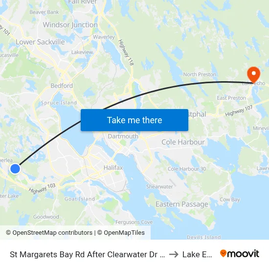 St Margarets Bay Rd After Clearwater Dr (6175) to Lake Echo map