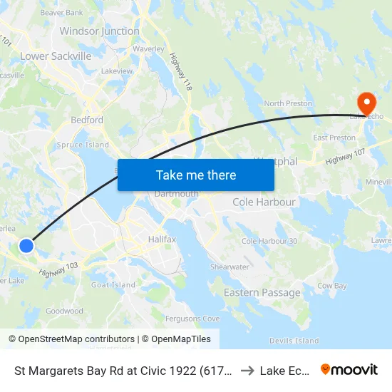 St Margarets Bay Rd at Civic 1922 (6170) to Lake Echo map