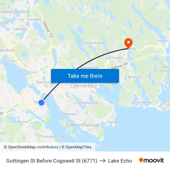 Gottingen St Before Cogswell St (6771) to Lake Echo map