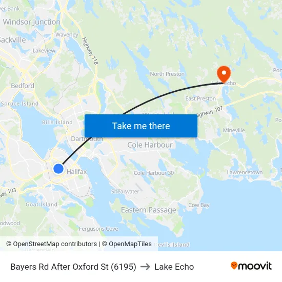 Bayers Rd After Oxford St (6195) to Lake Echo map