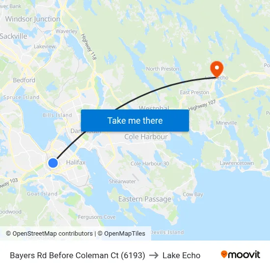 Bayers Rd Before Coleman Ct (6193) to Lake Echo map