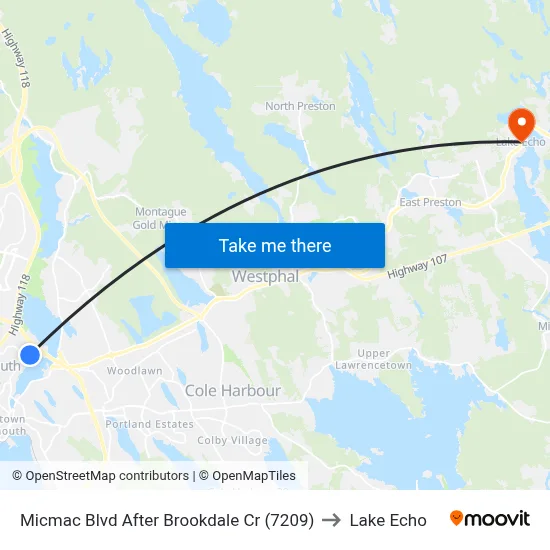 Micmac Blvd After Brookdale Cr (7209) to Lake Echo map