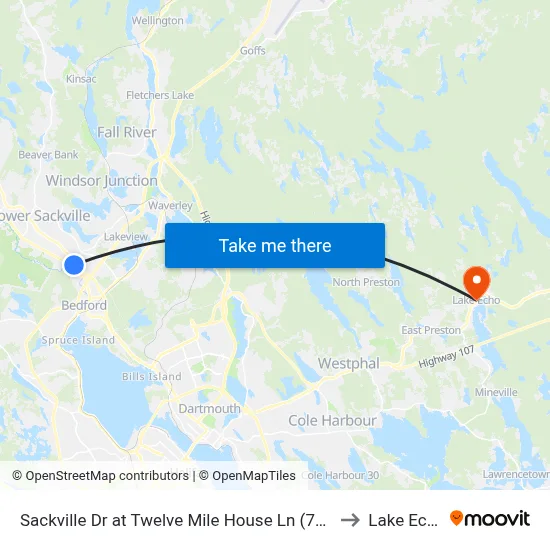 Sackville Dr at Twelve Mile House Ln (7333) to Lake Echo map