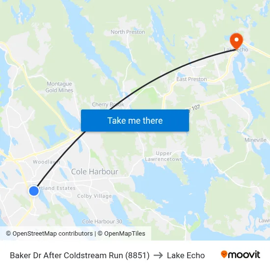 Baker Dr After Coldstream Run (8851) to Lake Echo map