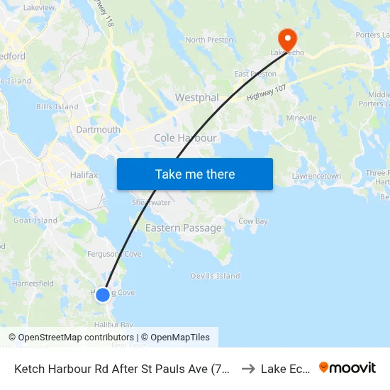 Ketch Harbour Rd After St Pauls Ave (7054) to Lake Echo map