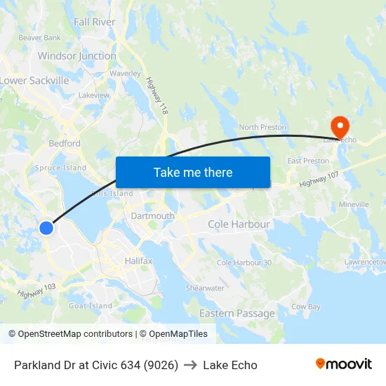 Parkland Dr at Civic 634 (9026) to Lake Echo map