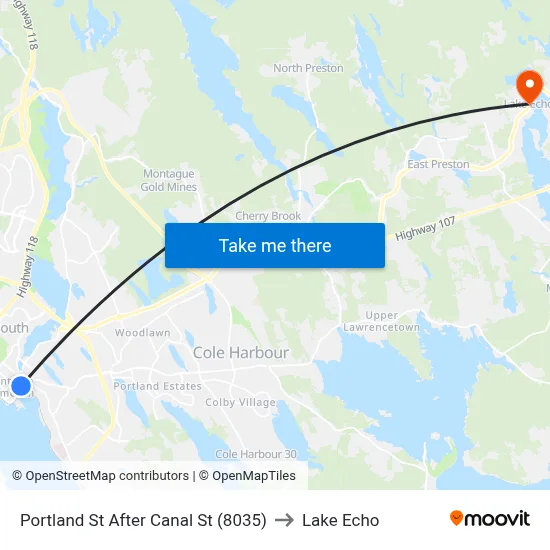 Portland St After Canal St (8035) to Lake Echo map