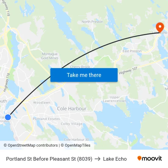 Portland St Before Pleasant St (8039) to Lake Echo map