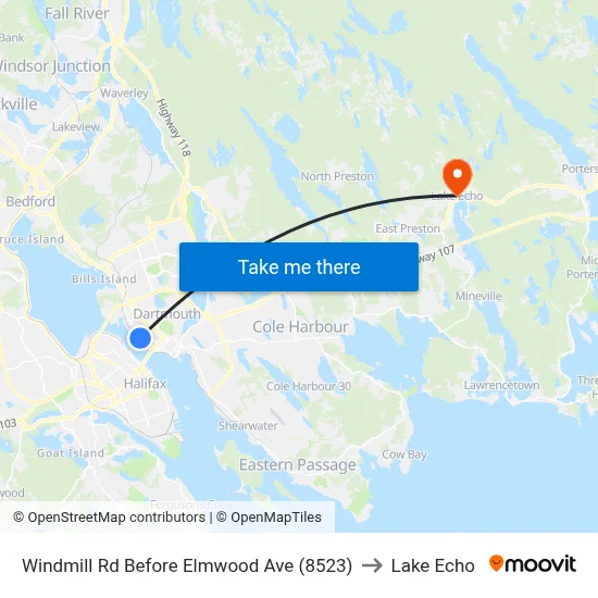 Windmill Rd Before Elmwood Ave (8523) to Lake Echo map