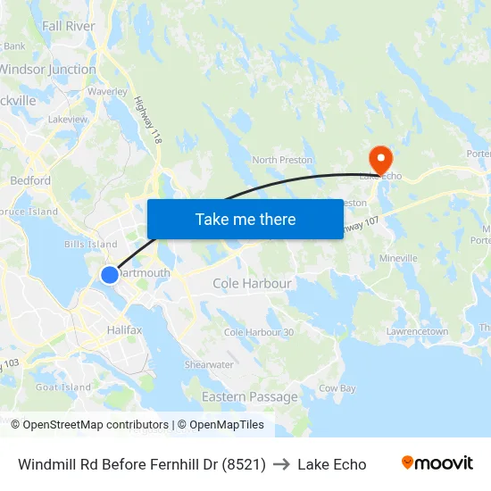 Windmill Rd Before Fernhill Dr (8521) to Lake Echo map