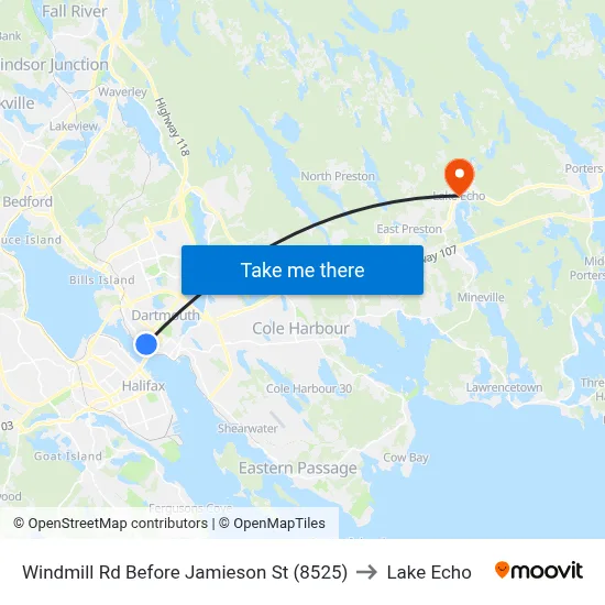 Windmill Rd Before Jamieson St (8525) to Lake Echo map