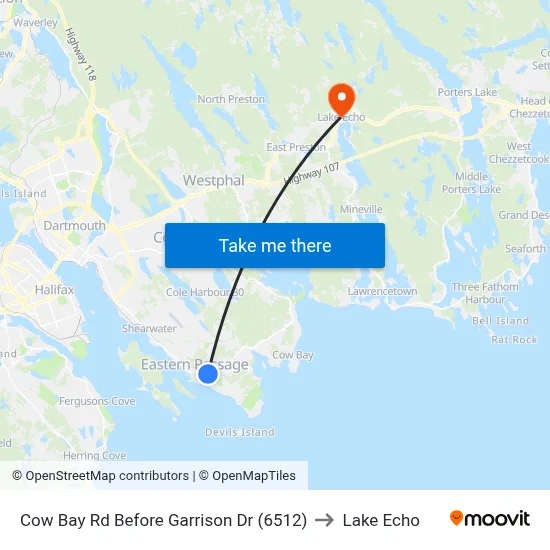 Cow Bay Rd Before Garrison Dr (6512) to Lake Echo map