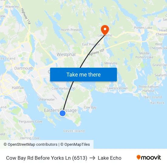 Cow Bay Rd Before Yorks Ln (6513) to Lake Echo map